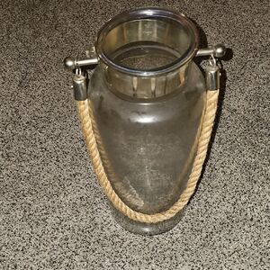 Nautical Vibe Glass Hurricane Vase with Rope Handle